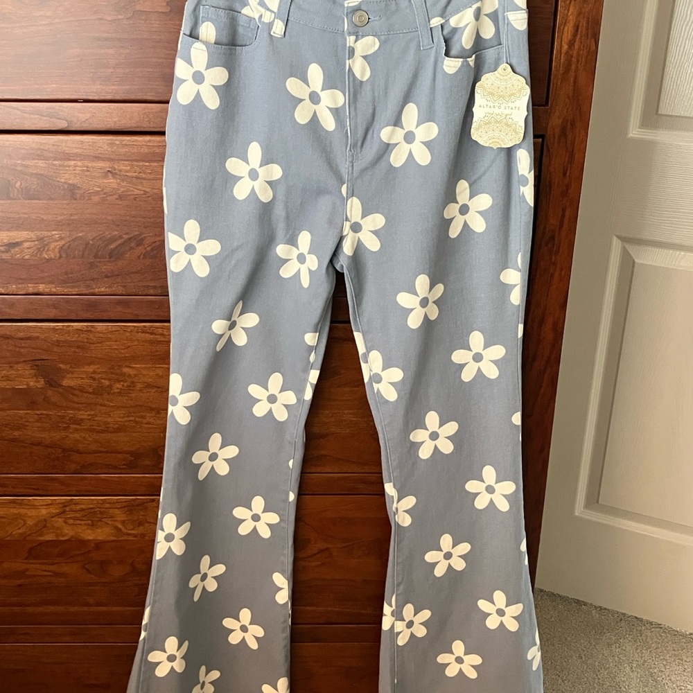 Altar’s State Floral Flare Bell Bottom Jeans Pants